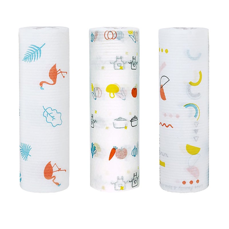 Disposable Cleansing Cloths Roll Wet Dry Use Non Woven Fabric Printed Disposable Dish Towels - Image 4