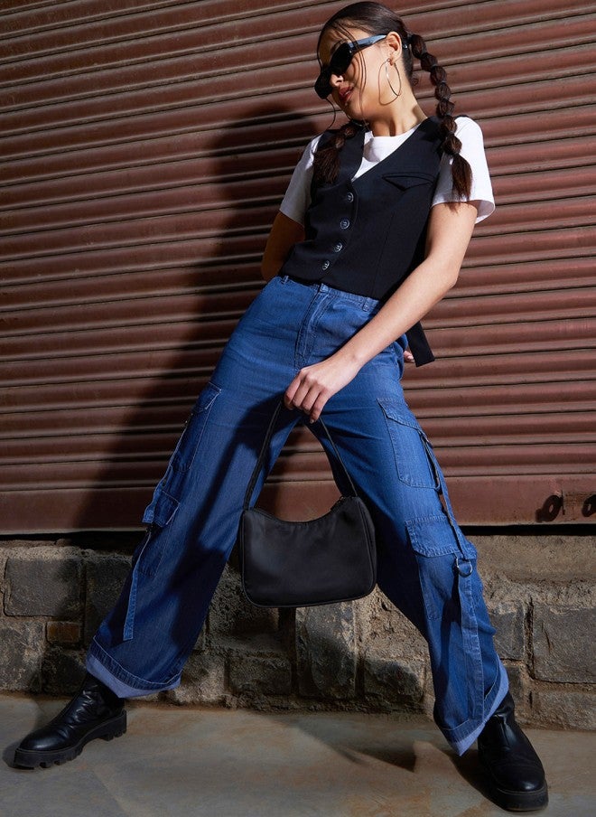SASSAFRAS Bootcut High-Rise Blue Jeans for Women - Image 4