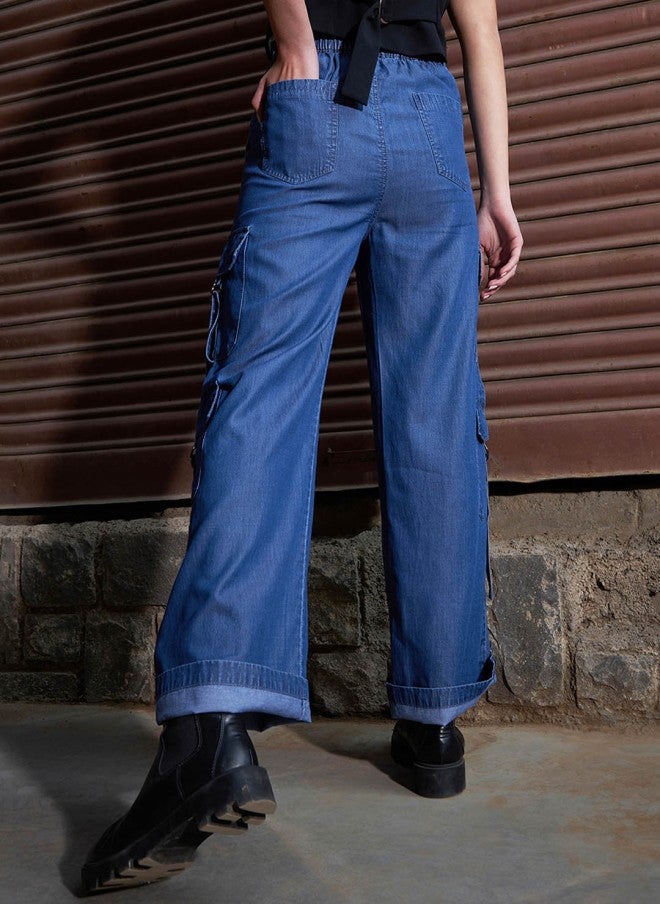 SASSAFRAS Bootcut High-Rise Blue Jeans for Women - Image 3