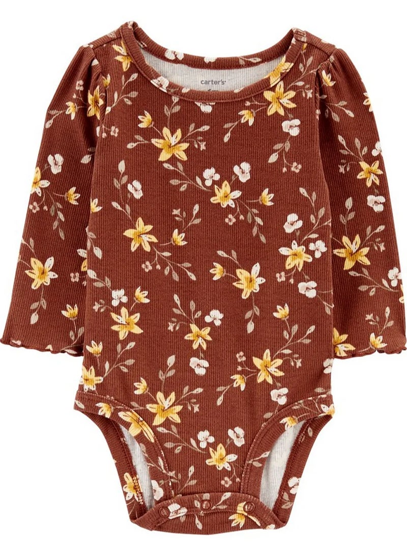 carter's Carter's 2-Piece Floral Bodysuit & Denim Jumpsuit Set - Blue  - Image 2