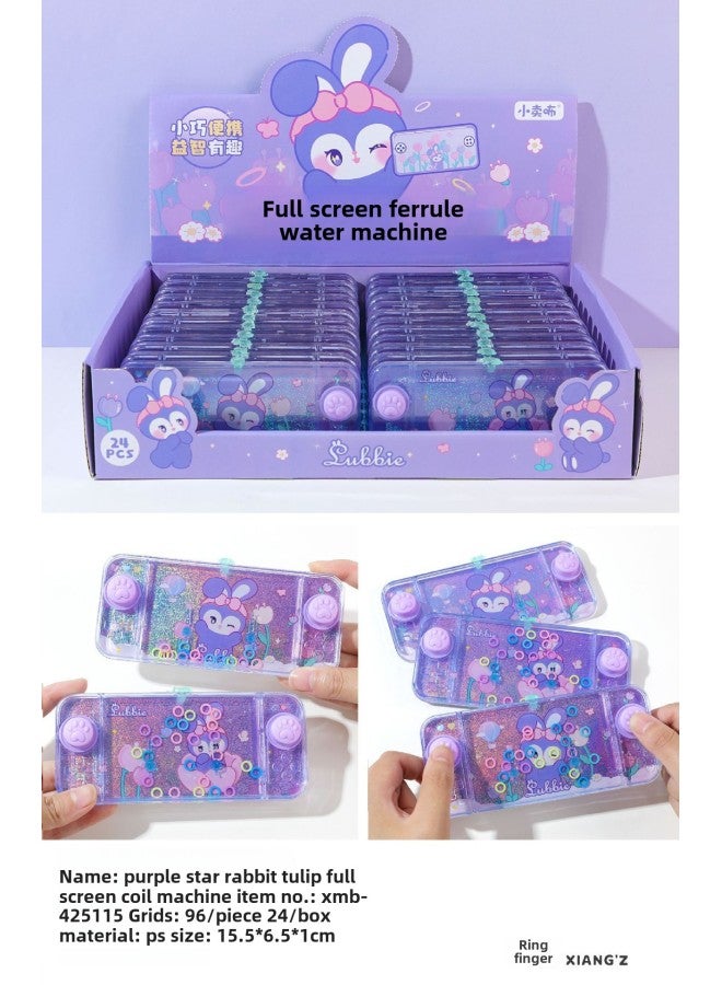 Creative Purple Star Rabbit Tulip Full Screen Ring Water Machine Children's Fun Ring Handheld Game Console Childhood Nostalgic Model-Specifications:(order According To 18 Pieces/display Box For A Single Style) XMB- 425115 Purple Star Rabbit Tulip Full Screen Ring Water Machine  - Image 1