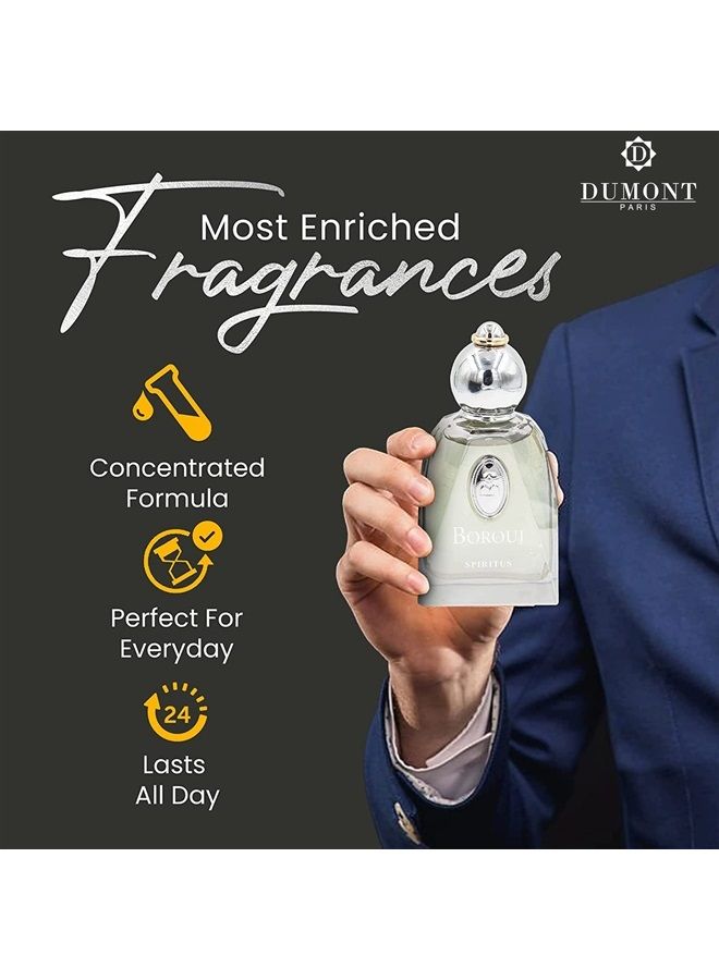 Dumont Cologne for Men and Women, Long Lasting Fragrance, with Aromatic Floral, Amber Body Spray, Musk Perfume for Men and Women, Ladies Perfume, Travel Size Perfume, BOROUJ SPIRITUS 85ml - Image 2