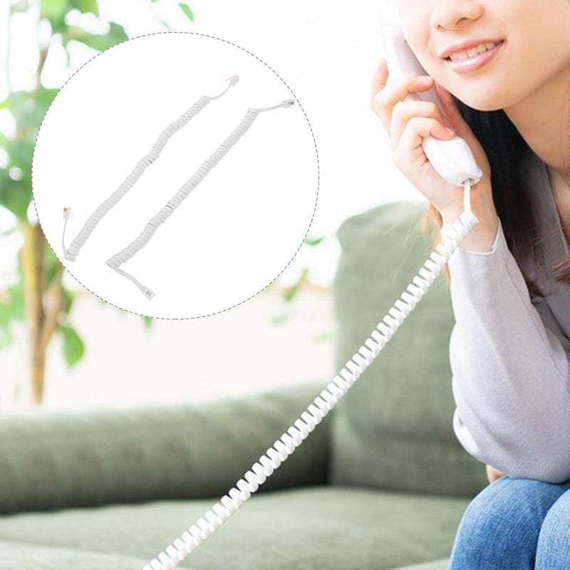 DECHOUS 2pcs Coiled Receiver Phone Cords Landline Phone Cables Telephone Accessory Compatible with Desk for Home and Office Use - Image 5