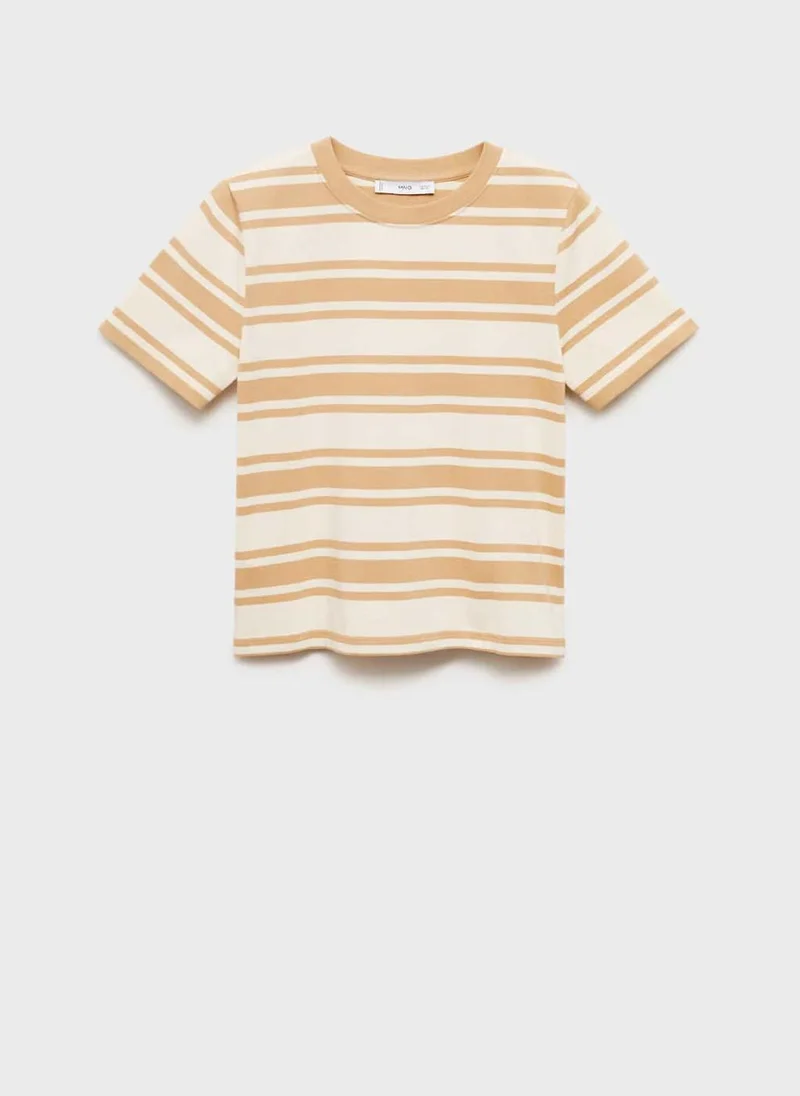 MANGO Stripe Contrasting Cotton T-Shirt