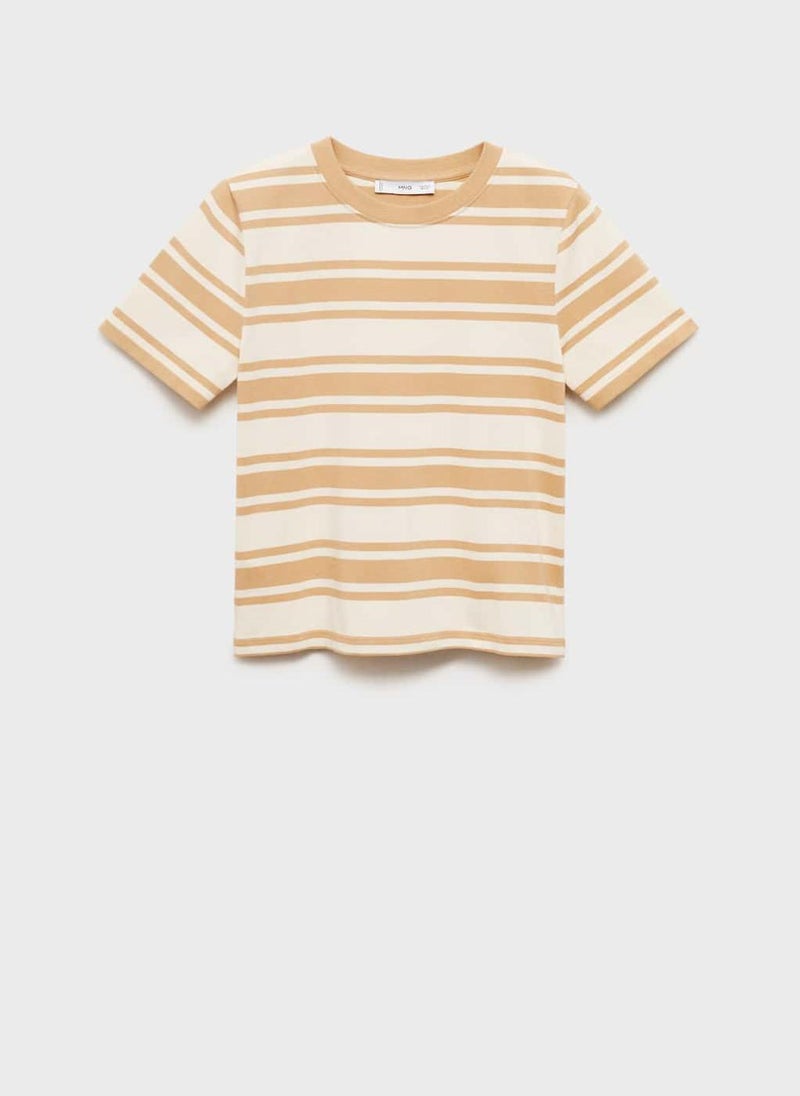MANGO Stripe Contrasting Cotton T-Shirt  - Image 5
