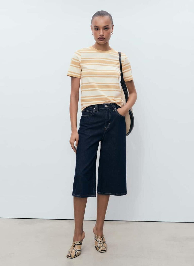 MANGO Stripe Contrasting Cotton T-Shirt  - Image 4