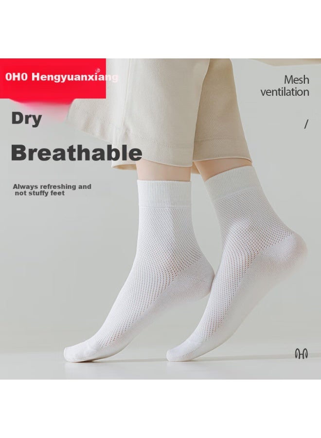 Women'S Socks Women'S Cotton Mesh Breathable Comfortable Moisture-Absorbing Mid-Tube Cotton Socks 6 Pairs Pack - Image 3