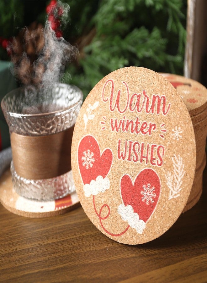 هانزغو مجموعة هانزجو من 12 قطعة من قواعد الأكواب الفلينية لعيد الميلاد، قواعد أكواب خشبية من الفلين للمشروبات وطاولات المطبخ في حفلات عيد الميلاد المنزلية - Image 5