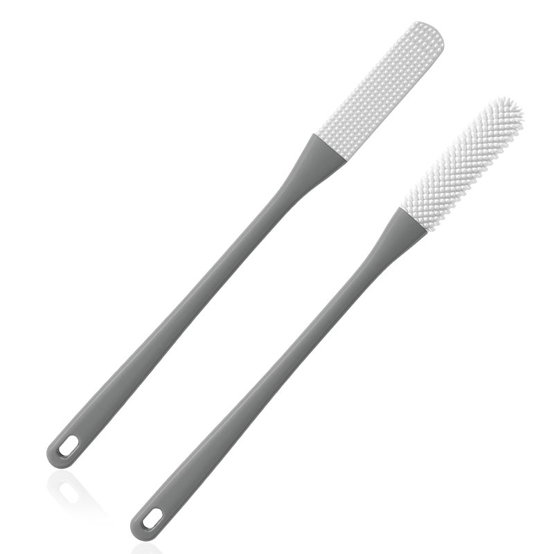 Brvlsoc 2-Pack Toe Cleaning Brush with Long Handle â€“ Foot Scrubber & Exfoliating Anti-Itch Brush for Seniors, Pregnant Women, Men & Women (Grey) - Image 1