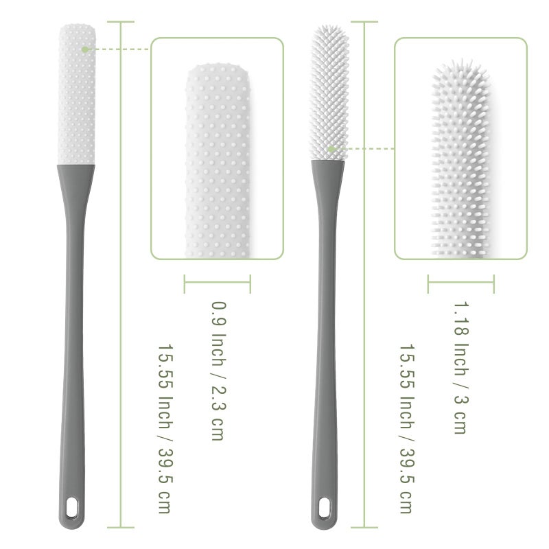 Brvlsoc 2-Pack Toe Cleaning Brush with Long Handle â€“ Foot Scrubber & Exfoliating Anti-Itch Brush for Seniors, Pregnant Women, Men & Women (Grey) - Image 2