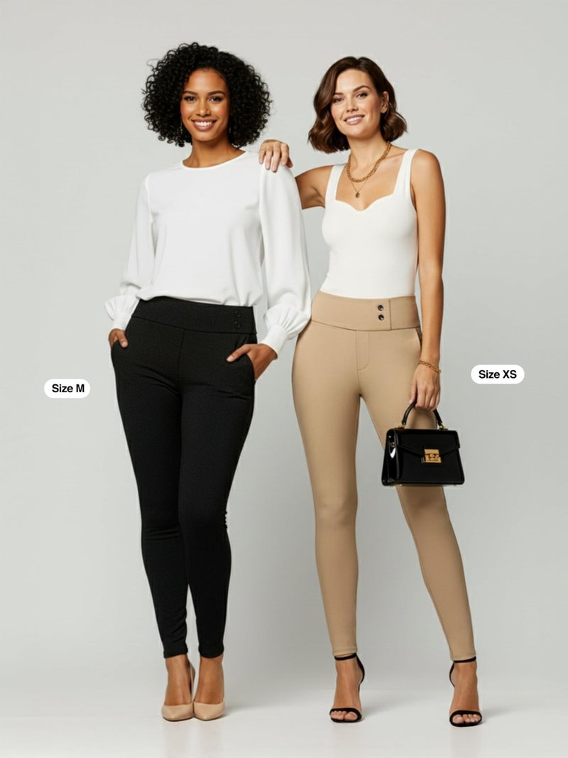 Conceited Womens Dress Pants with Tummy Control - Wear to Work - Stretch High Waisted Slacks with Pockets - Black - X-Large - Image 2
