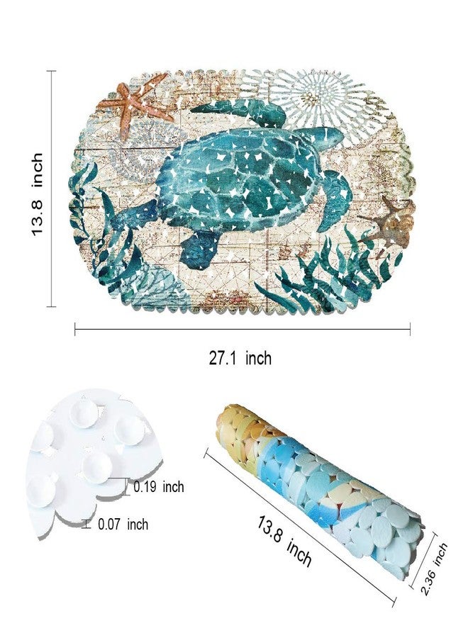 MOLFUJ Non Slip Sea Turtle Bathtub Mat with Suction Cups, Oval Pebble Shower Mat for Baby Tub,Safety Vinyl Anti-Skid Decoration Bath Mat, Coastal Ocean Beach Nautical Themed Decor Bathroom Accessories - Image 4