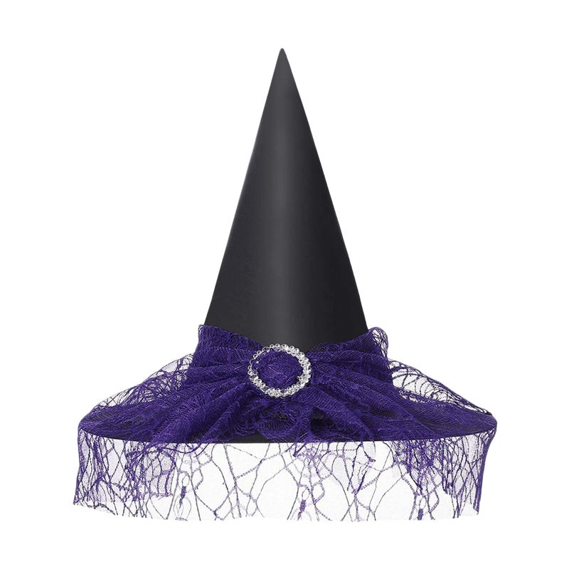 Halloween Witch Hat: Purple High-Quality Scary Witch Hat - Comfortable Durable Witch Hat for Halloween Parties Cosplay Decorations Yard - Image 1