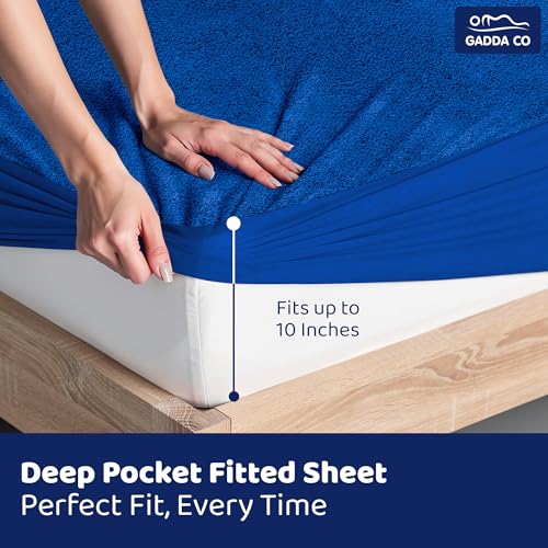 GADDA CO 100% Waterproof Premium Mattress Protector for Double Bed King Size 78x72 Inches / 6.5x6 ft| Cotton Feel Mattresses Cover |360° Elastic Fitted | Fits Upto 10 Inch | Bed Cover | Royal Blue - Image 5