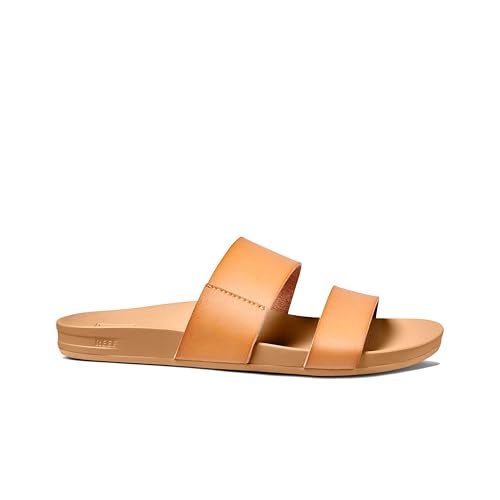 Reef Cushion Vista Womens Fashion Slide Sandal, Vegan Leather Strap, Ultra Soft Cushion Footbed, Natural, 7 - Image 3