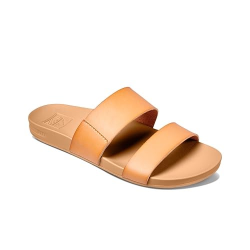 Reef Cushion Vista Womens Fashion Slide Sandal, Vegan Leather Strap, Ultra Soft Cushion Footbed, Natural, 7 - Image 2
