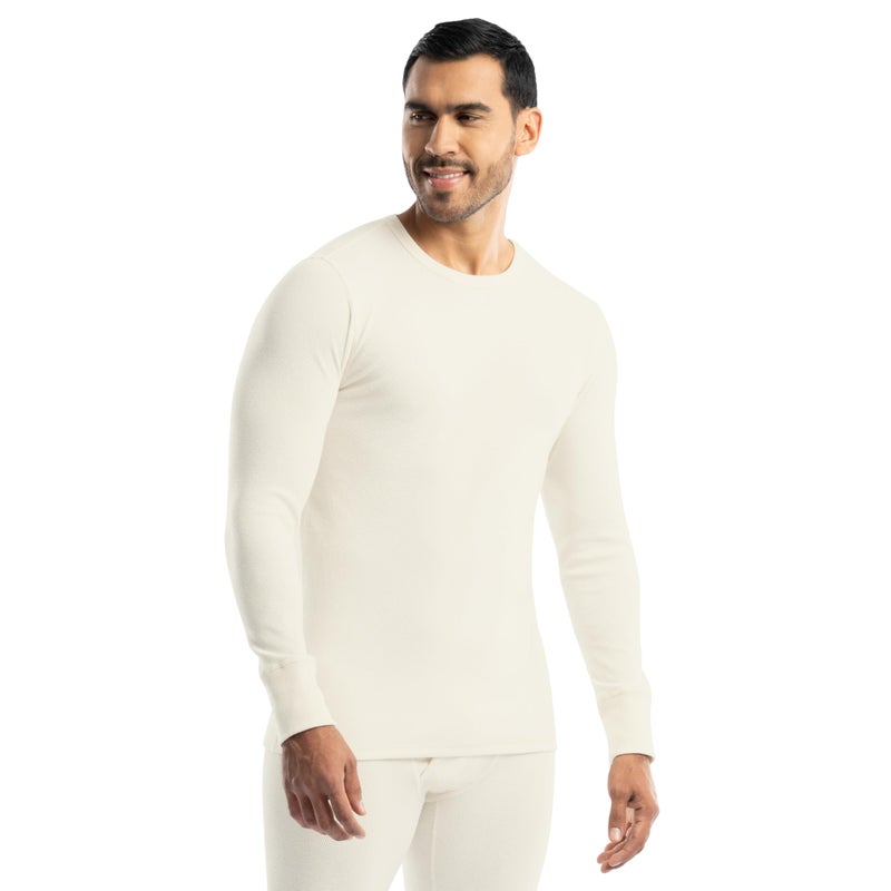 Realtree Men's Heavyweight Cotton Polyester Long Sleeve Thermal Underwear Top, Ivory, Large - Image 4
