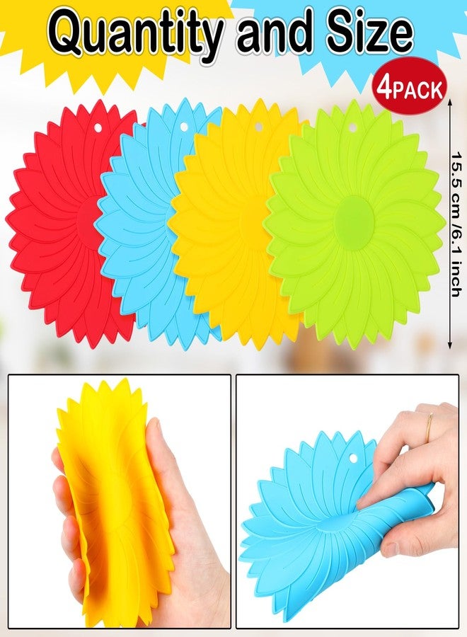 Maxdot 4 Pcs Large Rubber Jar Opener Pad Jar Opener 6.10 Inch Multi Function Non Slip Jar Opener Resistant Coasters for Weak Arthritis Hands Seniors Easy Opening(Bright Colors) - Image 2
