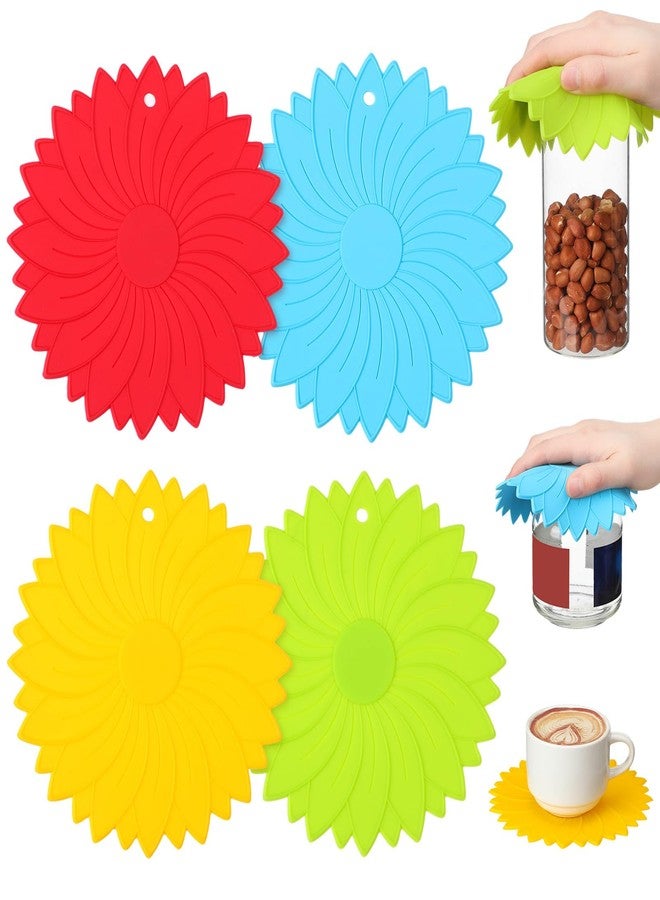 Maxdot 4 Pcs Large Rubber Jar Opener Pad Jar Opener 6.10 Inch Multi Function Non Slip Jar Opener Resistant Coasters for Weak Arthritis Hands Seniors Easy Opening(Bright Colors) - Image 3