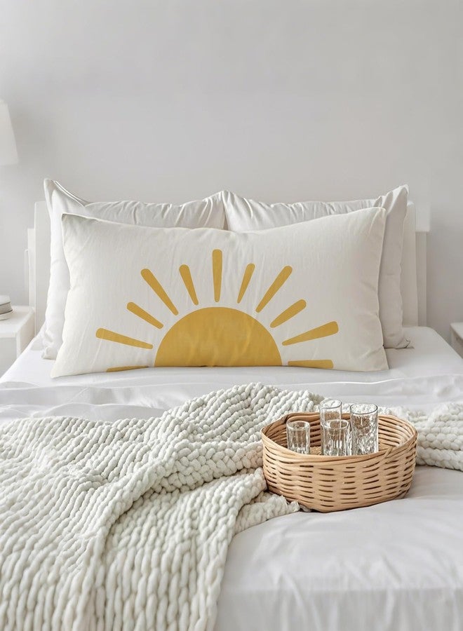 PIUD Boho Cute Sun Sunshine 20x54 Body Pillow Cover, Boho Sunshine Nursery Decor, Kids Room Decor, Modern Horizontal Sun Sunset Sunrise Decorative Long Body Pillow Cases for Bed Couch - Image 3