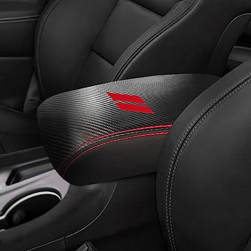 YOSRTER for Dodge Durango Accessories 2021 2022 2023 2024 2025 Center Console Armrest Cover Interior Box Anti-Scratch Leather Central Armrest Decoration (Carbon Fiber red) - Image 1