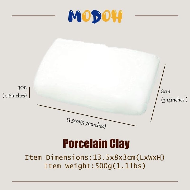 MODOH Air Dry Flexible Porcelain Clay White, 1.1 lbs (500g) | Cold Clay for Flower Making | Porcelana Fria para Modelar | horno para porcelana | masa de porcelana Fria - Image 3