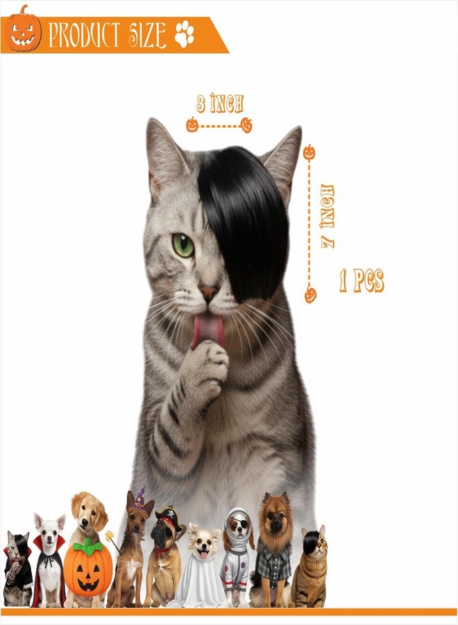MESINURS Pet Wig for Dogs & Cats – Stylish Side-Bangs Hairpiece for Christmas Photos, Holiday Parties, Cosplay & Dress-Up, Adjustable Clip-On Wig for Small Pets (I-Side-Swept Bangs) - Image 2