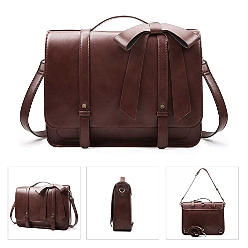 ECOSUSI Briefcase for Women Messenger Backpack PU Leather 14 inch Laptop Bag Satchel Computer Bag for College Business Travel (Coffe) - Image 4