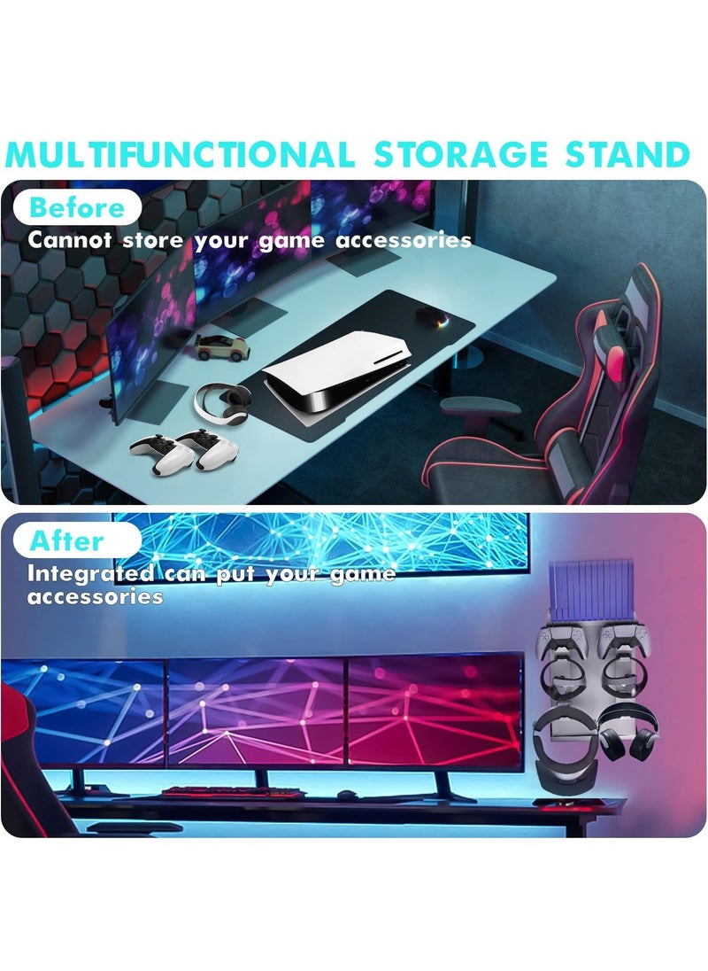 Generic - for PS5 Wall Mount, with 2 Hangers for Controller, Headset and PS5 VR2, Video Game Organizer, 4-in-1 Wall Mount Kit for PlayStation5 Disc&Digital Version - Image 1