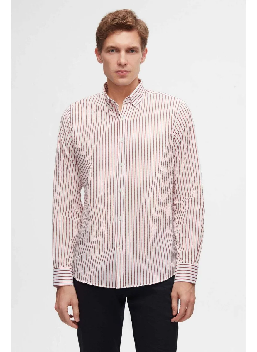D'S DAMAT Slim Fit Red Striped Shirt 6HC02ORT10265