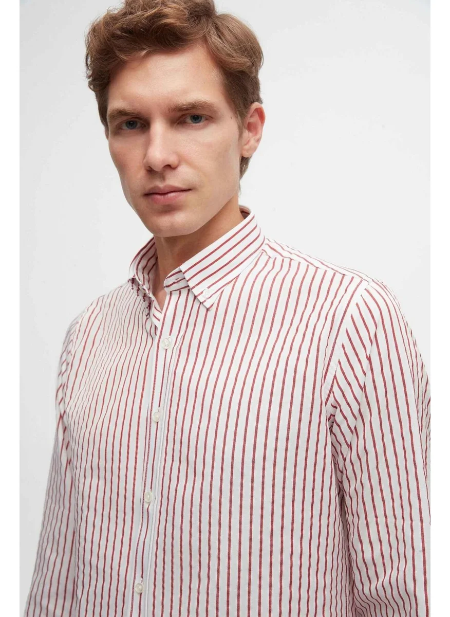 D'S DAMAT Slim Fit Red Striped Shirt 6HC02ORT10265