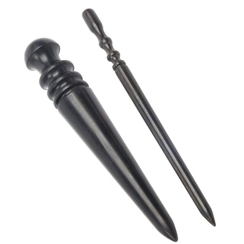 2pcs Ebony Wood Leather Craft Slicker Round Burnisher Leather Polished rods Edge Burnisher Slicker Tool