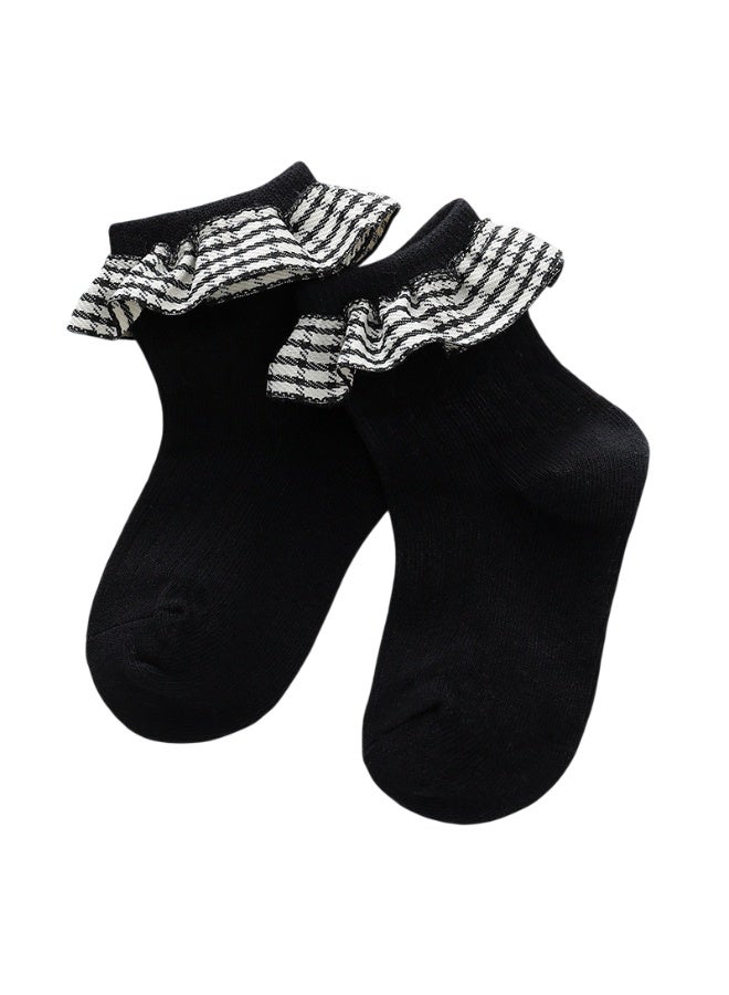 بيداني Modern Classic Black  Monochrome Ruffle Socks for Girls - Image 1