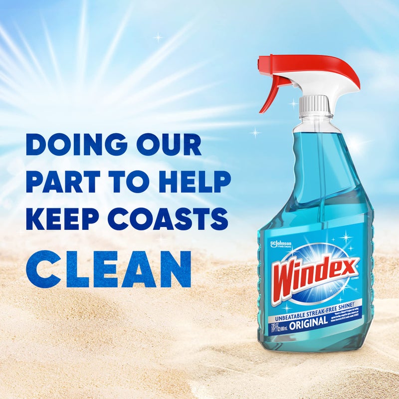 Windex Glass and Window Cleaner Spray Bottle, Bottle Made from 100% Recycled Plastic, Surface Cleaning Spray, Original Blue Scent, 23 Fl Oz (Pack of 2) - Image 3