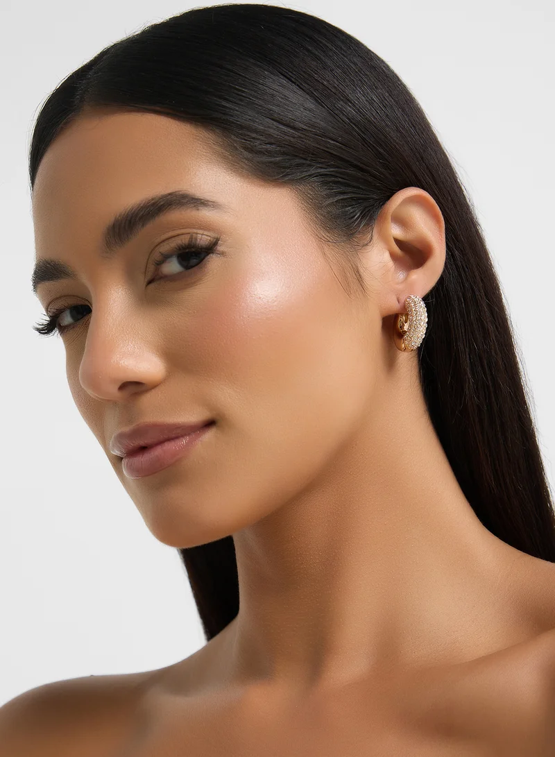 ايلا ليمتد اديشن Diamante Stud Hoop  Earrings