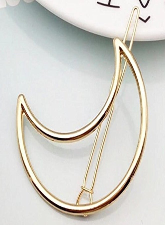 QTMY 4 Pcs Round Circle Triangular Lips Moon Shaped Hair Pin Clips Hair Jewelry Hair Accessories (Golden) - Image 4