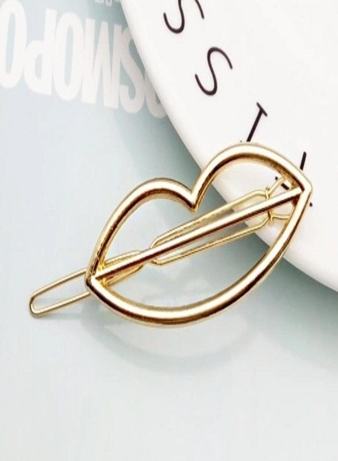 QTMY 4 Pcs Round Circle Triangular Lips Moon Shaped Hair Pin Clips Hair Jewelry Hair Accessories (Golden) - Image 3