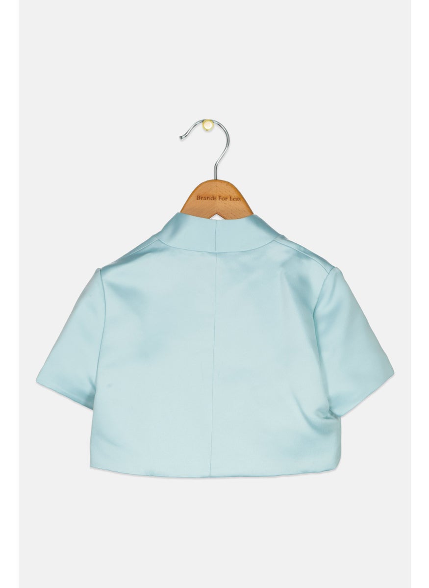 GUESS Kids Girl Plain Open Front Jacket, Mint Green  - Image 2