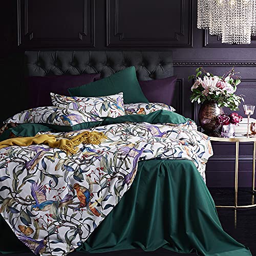 Cupocupa Duvet Cover Queen Size Set Boho Floral Pattern Duvet Cover Queen for Queen Size Bed Vintage Soft Bedding Leaf Print Paisley with Pillowcases - Image 1