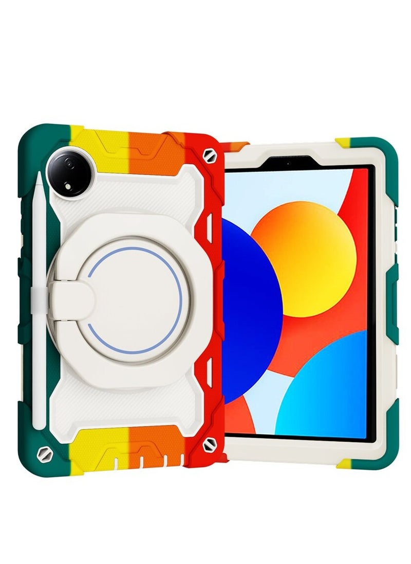 VKL Silicone Case Compatible with Xiaomi Redmi Pad SE 8.7 Inch 2024, with Multi-Angle Bracket and 360° Adjustable Swivel Hand Strap, Three-in-one Shatter-Seismic and Anti Fall Shell (C-Red)  - Image 2