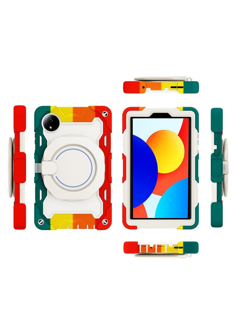 VKL Silicone Case Compatible with Xiaomi Redmi Pad SE 8.7 Inch 2024, with Multi-Angle Bracket and 360° Adjustable Swivel Hand Strap, Three-in-one Shatter-Seismic and Anti Fall Shell (C-Red)  - Image 5