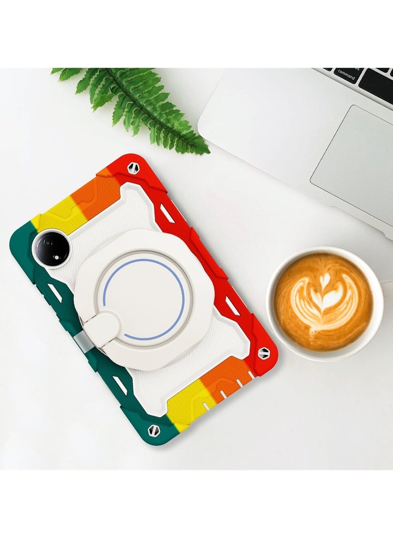 VKL Silicone Case Compatible with Xiaomi Redmi Pad SE 8.7 Inch 2024, with Multi-Angle Bracket and 360° Adjustable Swivel Hand Strap, Three-in-one Shatter-Seismic and Anti Fall Shell (C-Red)  - Image 4