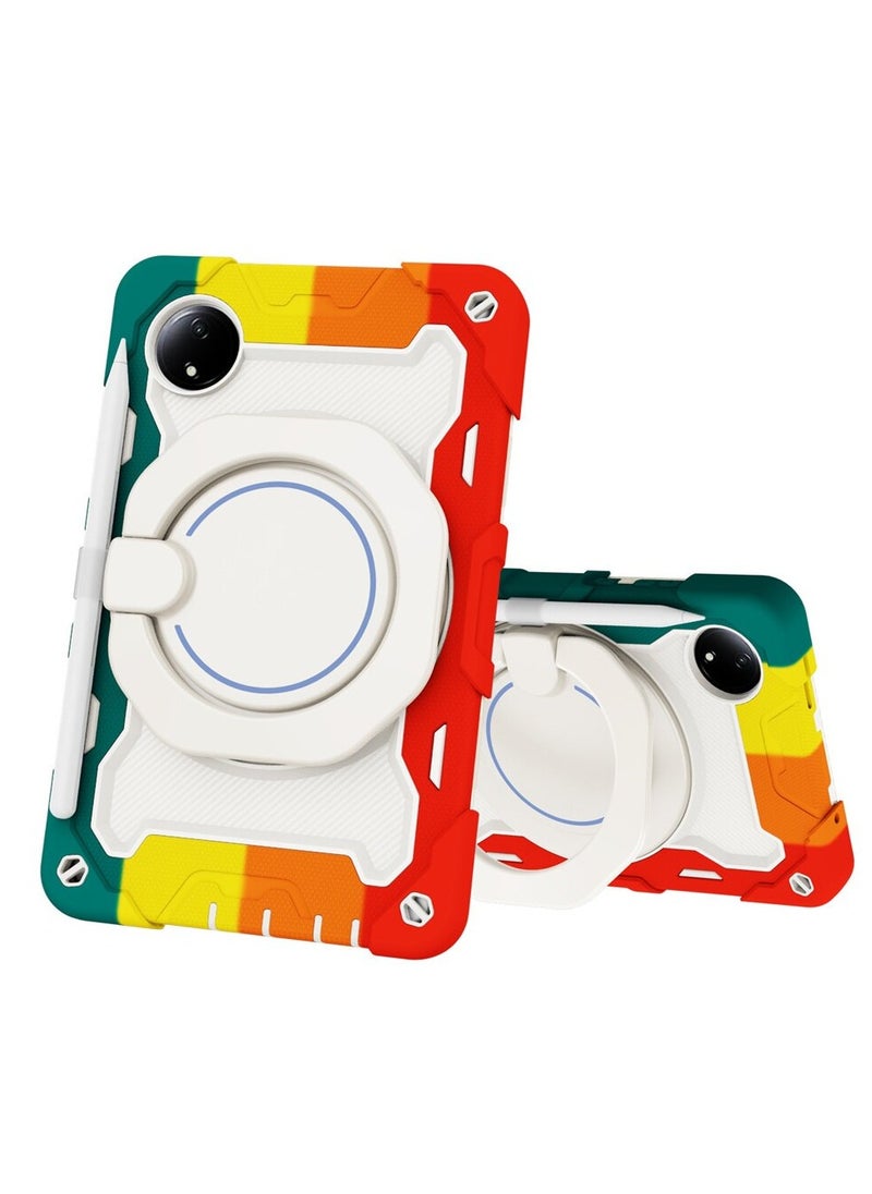 VKL Silicone Case Compatible with Xiaomi Redmi Pad SE 8.7 Inch 2024, with Multi-Angle Bracket and 360° Adjustable Swivel Hand Strap, Three-in-one Shatter-Seismic and Anti Fall Shell (C-Red)  - Image 1