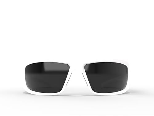 EDGE Brazeau Wrap-Around Safety Glasses, Anti-Scratch, Non-Slip, UV 400, Military Grade, ANSI/ISEA & MCEPS Compliant, 5.04" Wide, White Frame/Smoke Lens - Image 2