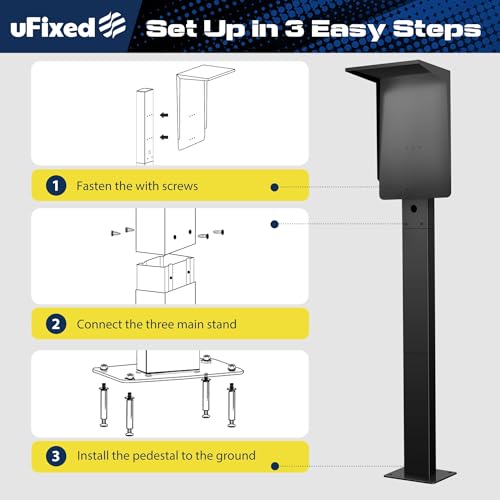 Ufixed Weatherproof Pedestal with Roof for Tesla Gen3 EV Charging Stations | Heavy-Duty Stand with Top Cover, Compatible with Tesla Mobile Connector & J1772 - Image 4