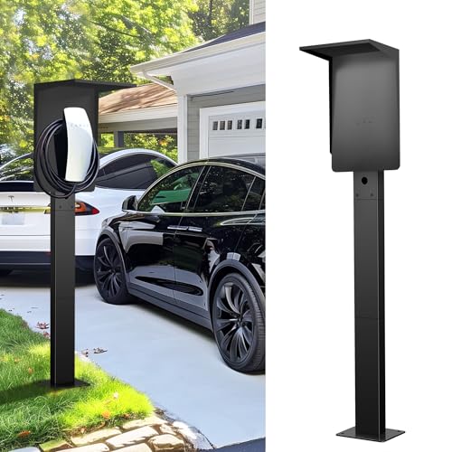Ufixed Weatherproof Pedestal with Roof for Tesla Gen3 EV Charging Stations | Heavy-Duty Stand with Top Cover, Compatible with Tesla Mobile Connector & J1772 - Image 1