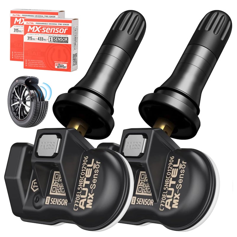 Autel حساسات الإطارات Autel TPMS MX 315 433Mhz 2 في 1 مستوى OE قابل للبرمجة عالميًا بواسطة أدوات TPMS TS408S TS501 PRO TS508WF MX808STS MK900TS MS906TS MS906 PROTS 2PCS ساق مطاطي