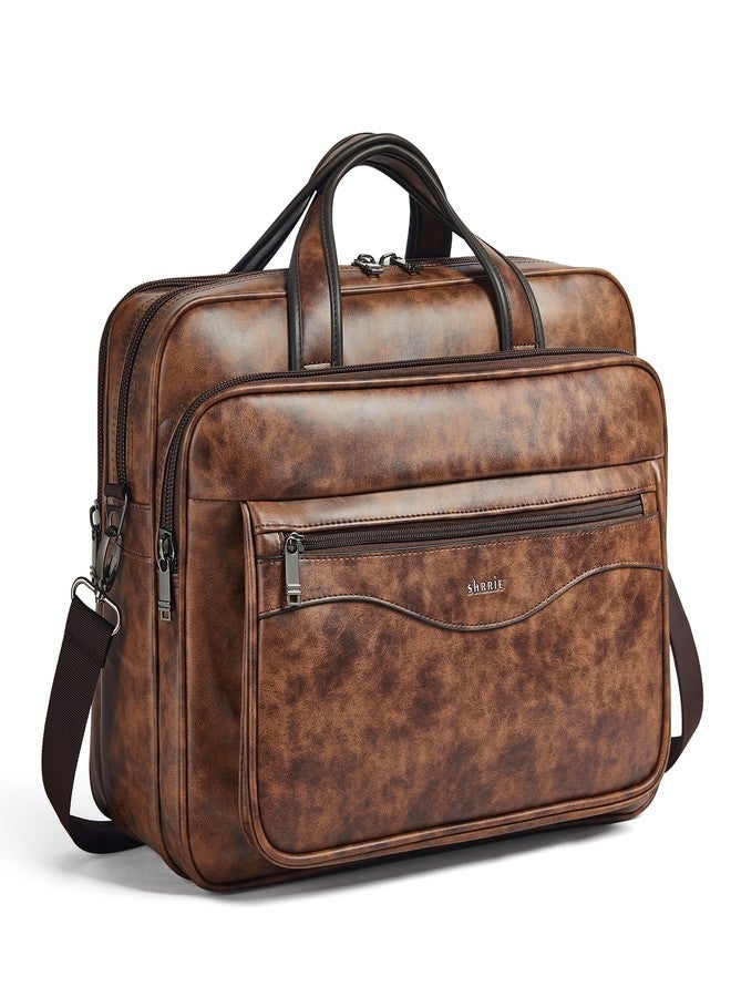 Shrrie Leather Laptop Bag Fits 17 to 17.3 Inch for Men and Women,Vintage Waterproof Business Briefcase Crossbody Laptop Messenger & Shoulder Bags Office Computer Bags for Laptops Work,Travel - Image 1