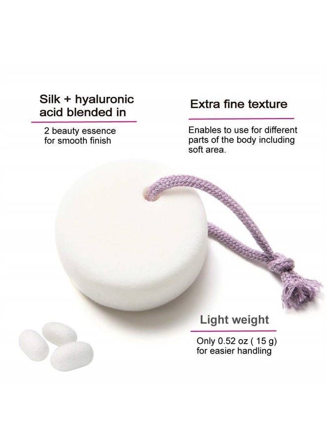 Terra Distribution Pumice Stone for Feet, Body, Hands [Made in Japan] Silk or Charcoal Plus Hyaluronic Acid Essence Blended for Extra Fine Smooth Finish, Soft Foot Pumice Scrubber (Silk Essence)  - Image 2