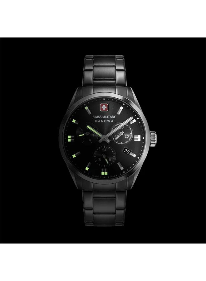 SWISS MILITARY HANOWA Roadrunner Advanced 43mm Men's Multifunction Watch with Black Dial